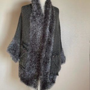 Unique Pretty Angel Gray Sweater Wrap Jacket